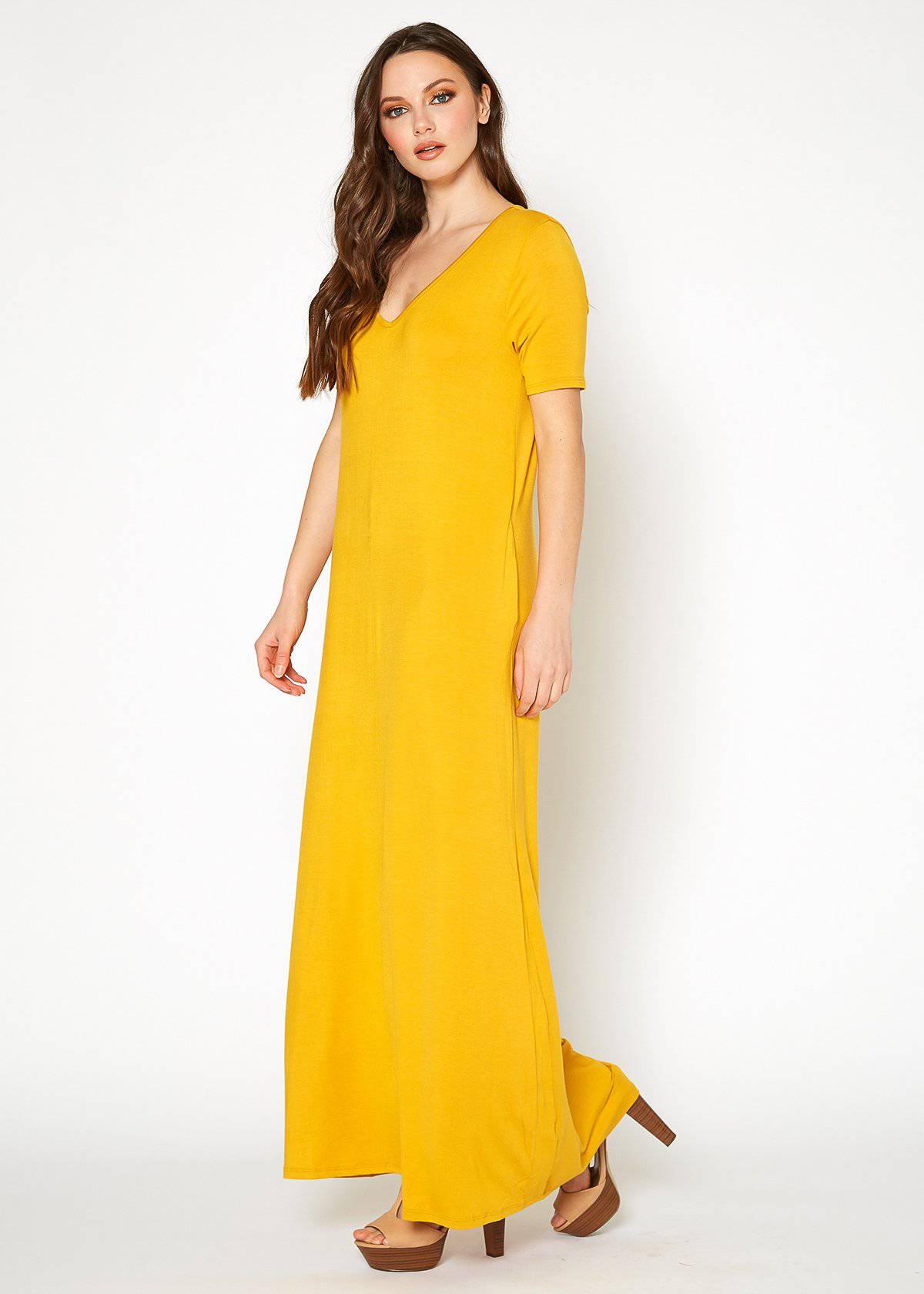 Buy V-neck Short Sleeve Maxi Dress With Pockets by Shop at Konus