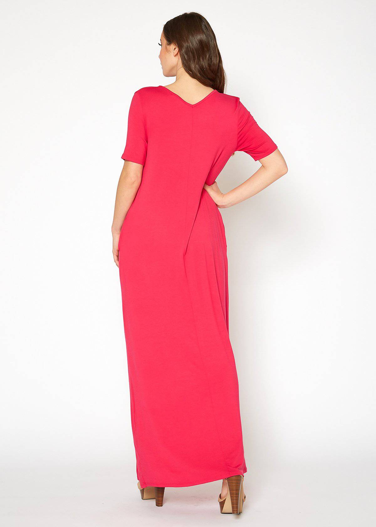 Buy V-neck Short Sleeve Maxi Dress With Pockets by Shop at Konus