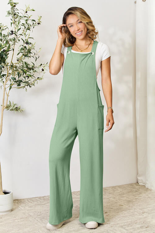 Buy Full Size Wide Strap Overall with Pockets by Double Take