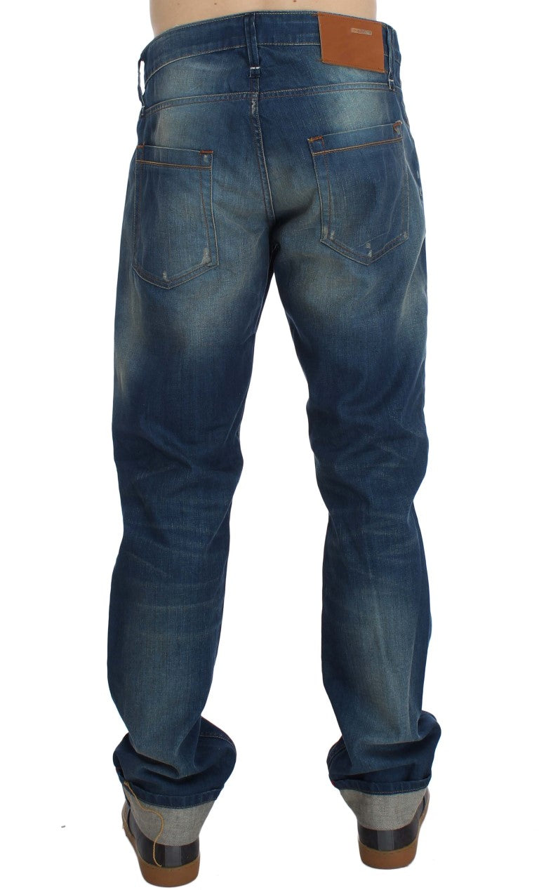 Buy Blue Wash Denim Cotton Stretch Baggy Fit Jeans by Acht