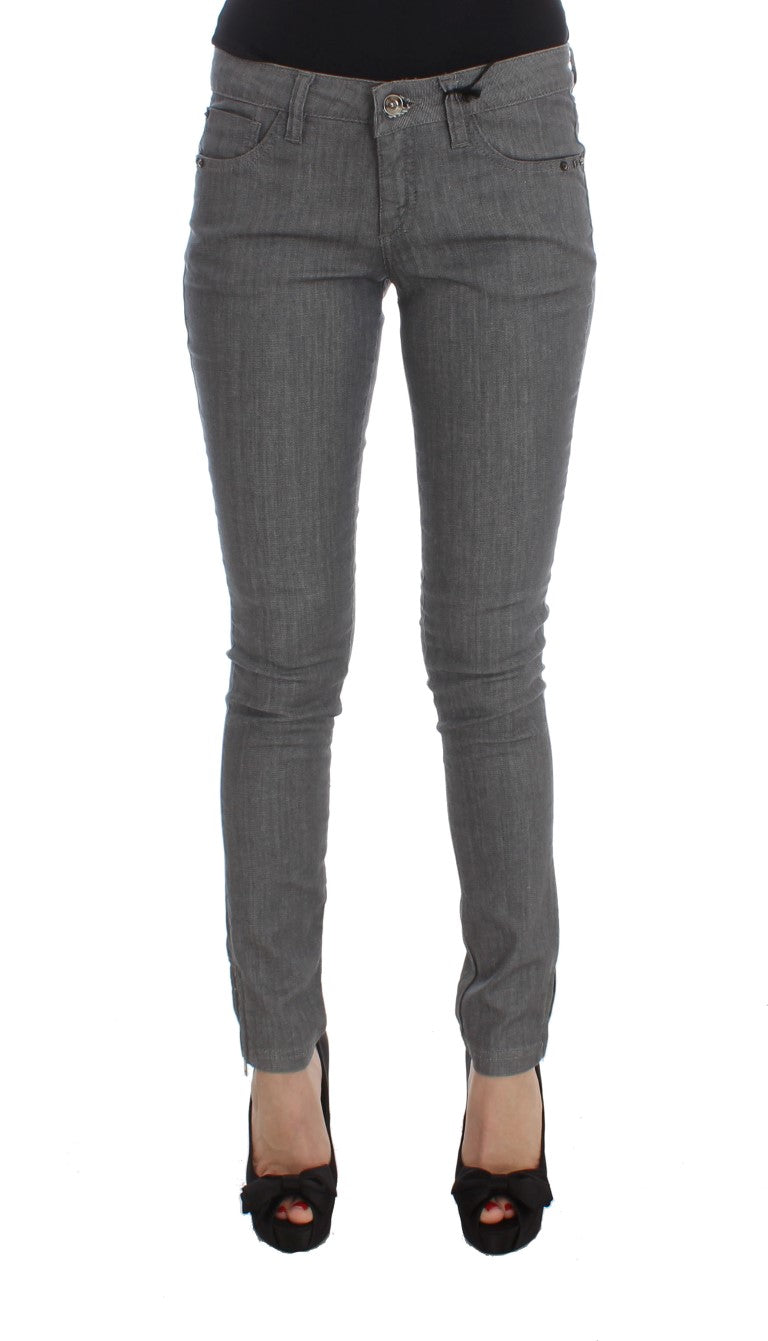 Chic Gray Slim-Fit Designer Jeans