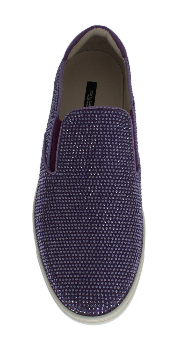 Buy Purple Strass Canvas Logo Sneakers by Dolce & Gabbana