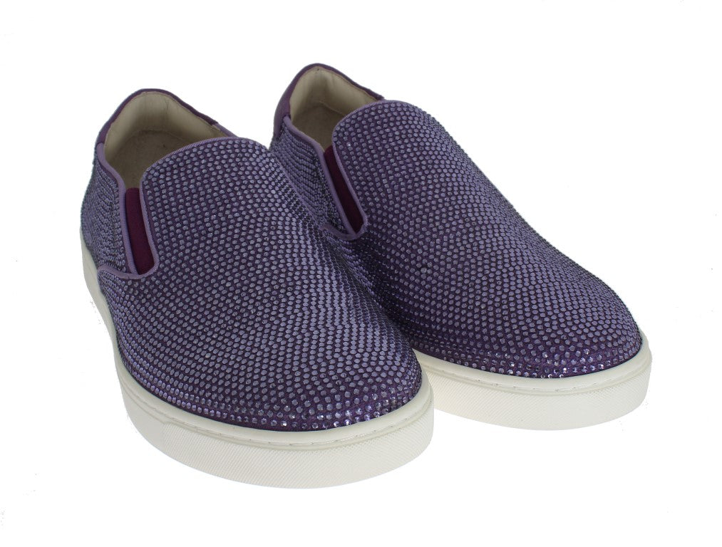 Buy Purple Strass Canvas Logo Sneakers by Dolce & Gabbana