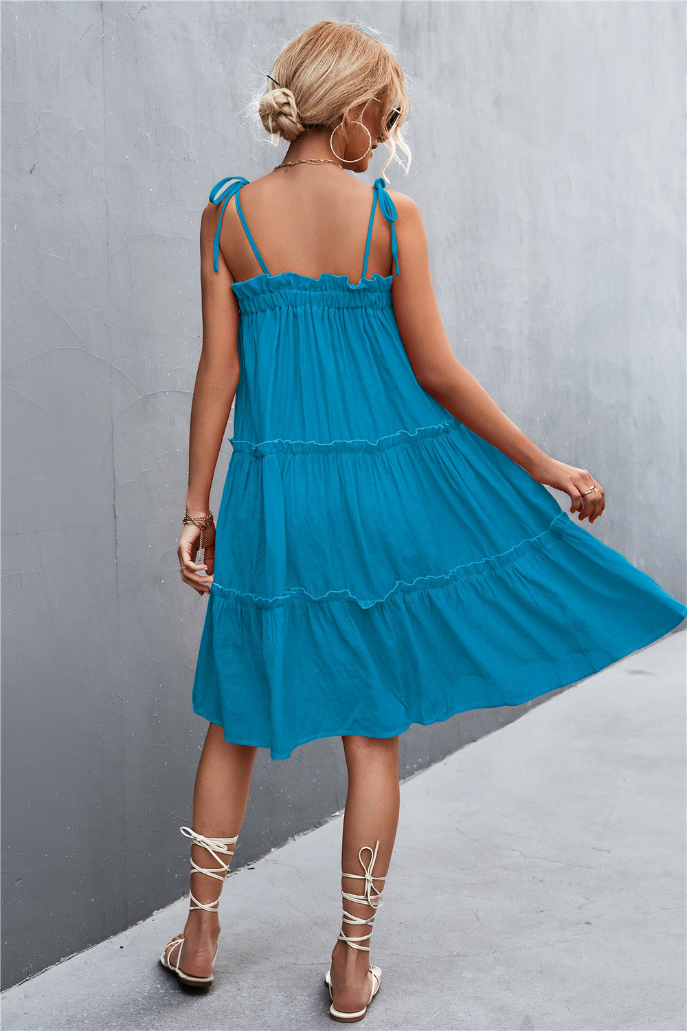 Buy Tie-Shoulder Frill Trim Sleeveless Dress by YO