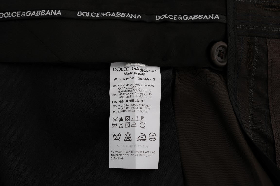 Buy Brown Striped Cotton Dress Formal Pants by Dolce & Gabbana