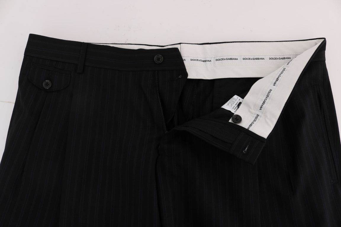 Buy Blue Striped Wool Stretch Pants by Dolce & Gabbana