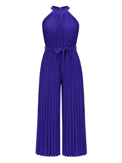 Buy Cutout Tied Pleated Sleeveless Jumpsuit by Faz