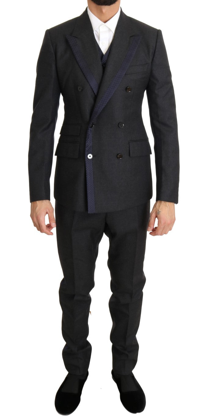 Elegant Gray Polka Dot 3-Piece Suit
