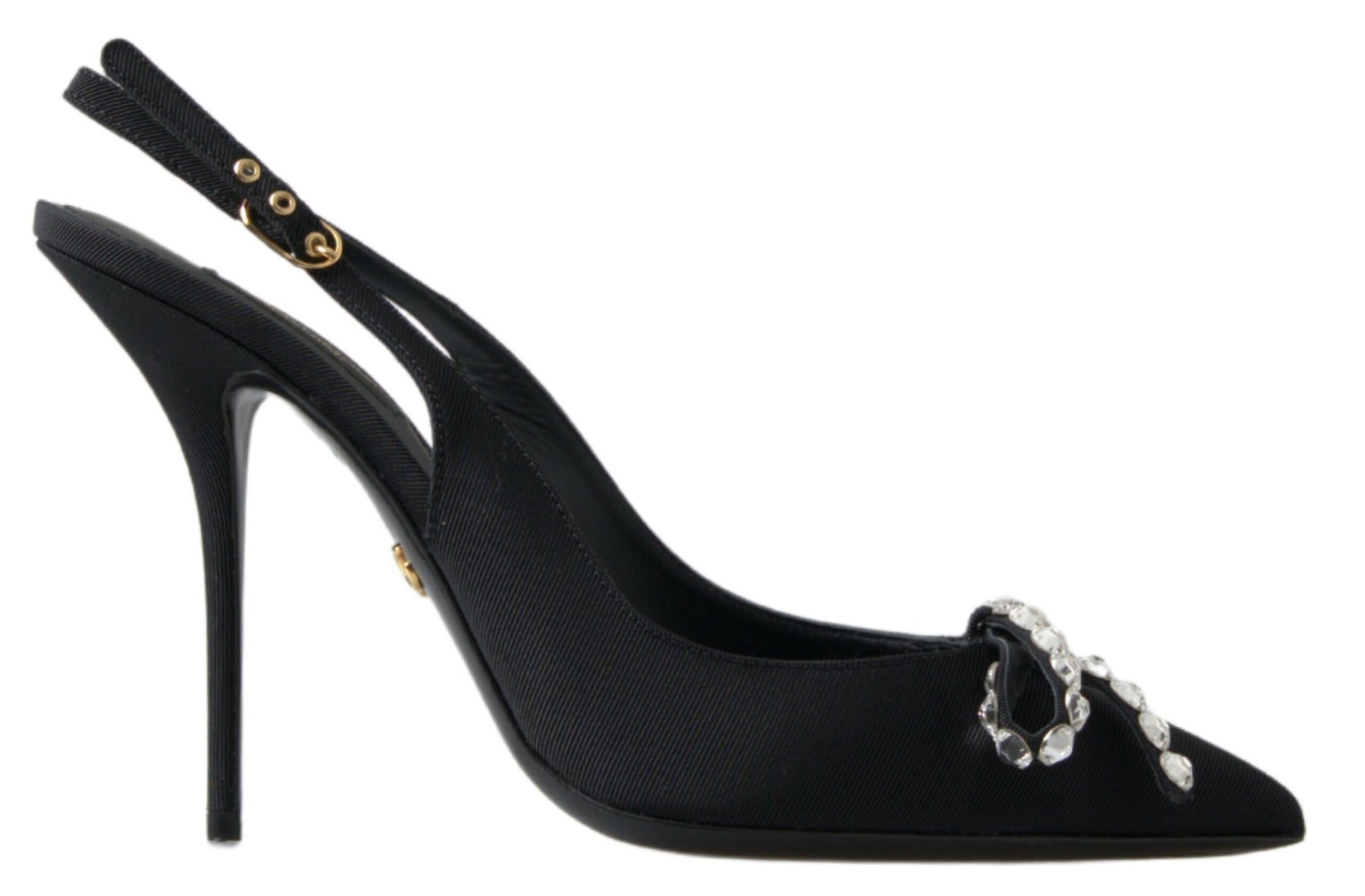 Embellished Black Slingback Heels Pumps