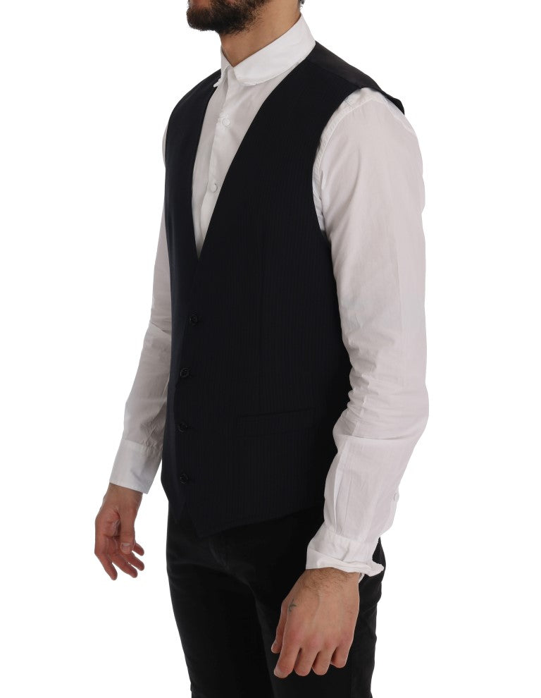Sleek Striped Wool Blend Waistcoat Vest