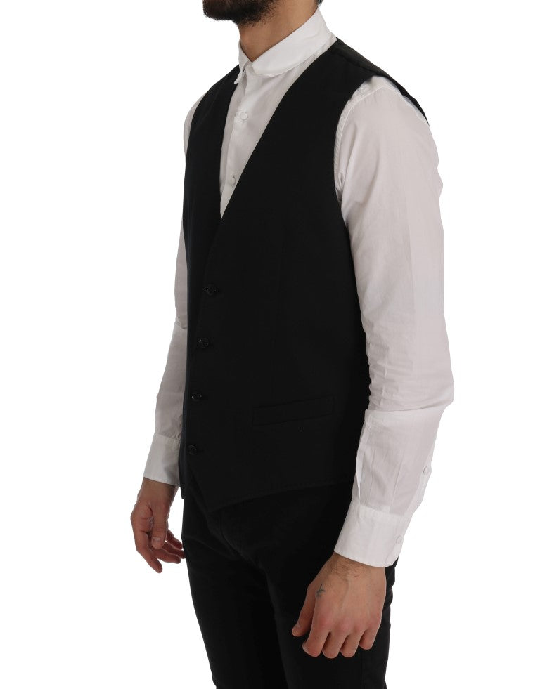 Sleek Black Single-Breasted Waistcoat