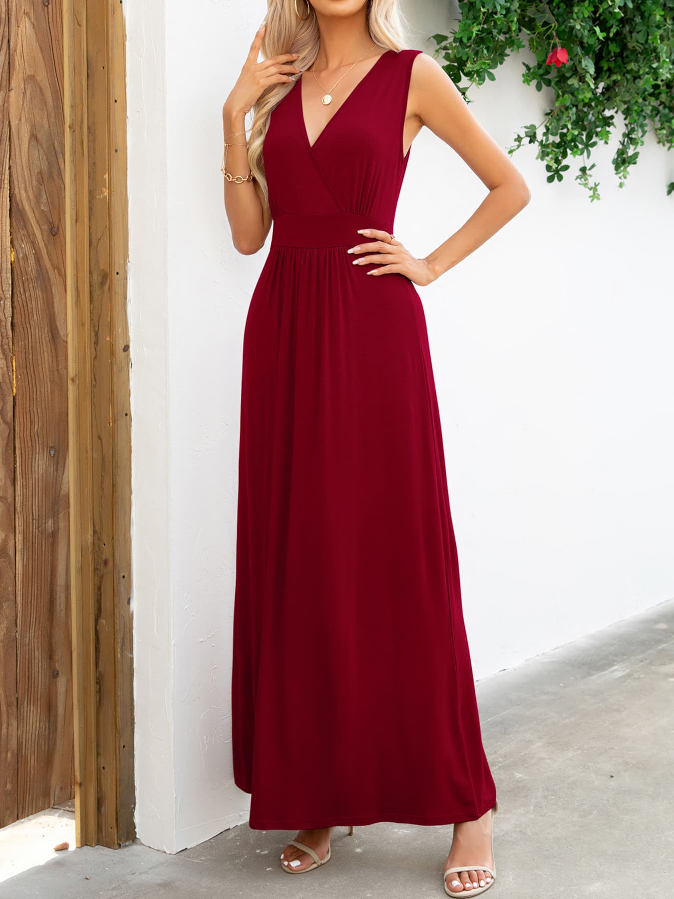 Buy Surplice Neck Sleeveless Maxi Dress by Faz
