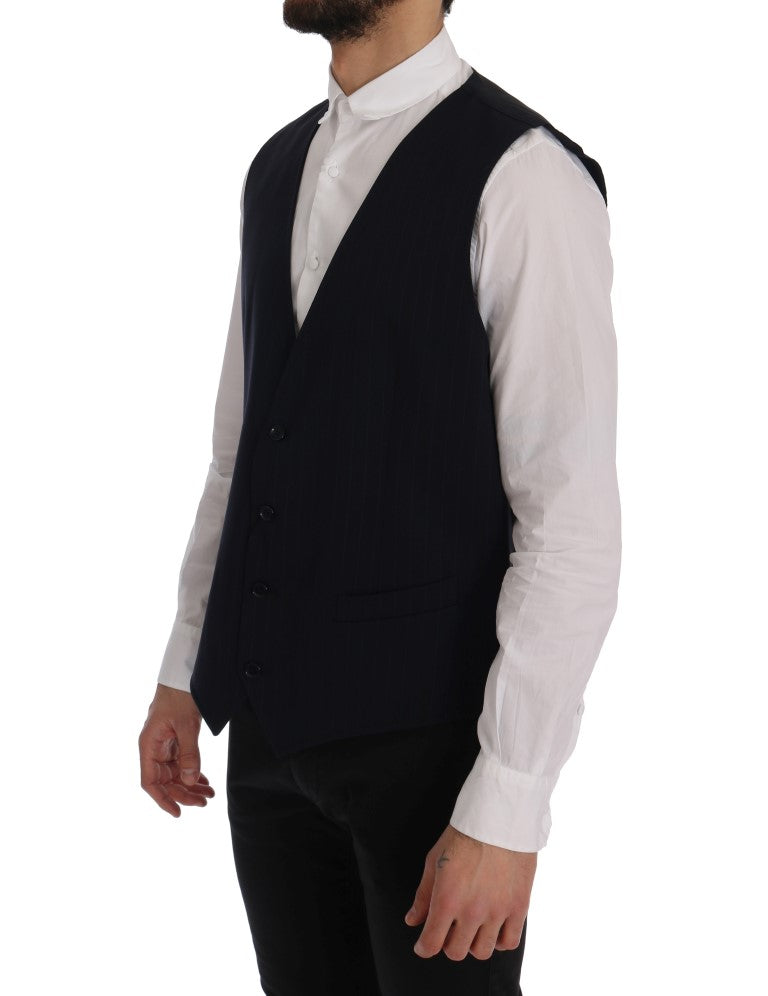 Elegant Striped Wool Blend Waistcoat Vest