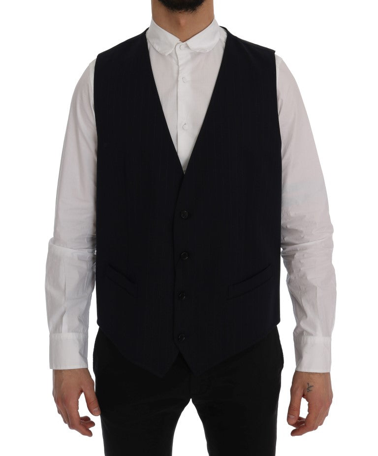 Elegant Striped Wool Blend Waistcoat Vest