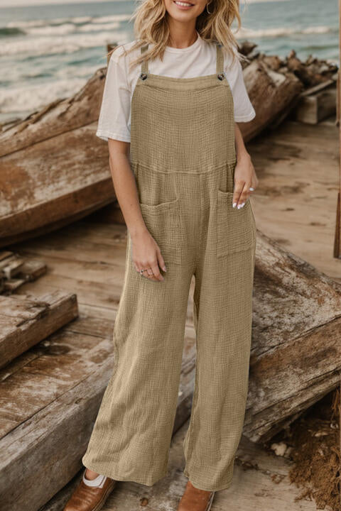 Buy Full Size Wide Leg Front Pocket Jumpsuit by Faz