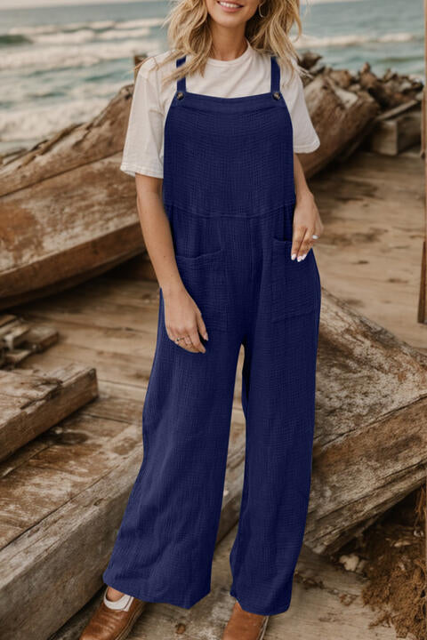 Buy Full Size Wide Leg Front Pocket Jumpsuit by Faz