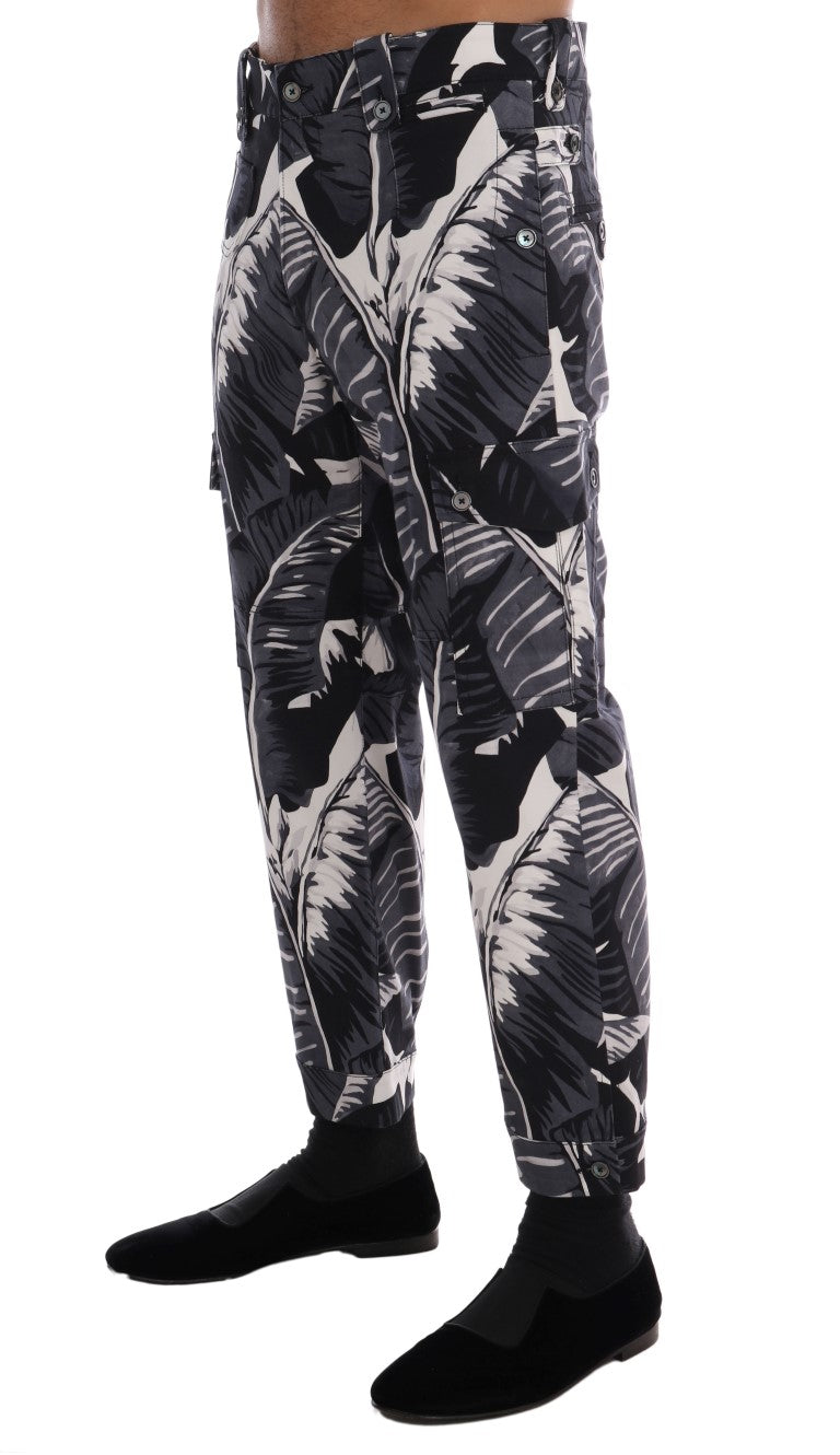 Buy Gray Banana Leaf Cotton Pants by Dolce & Gabbana