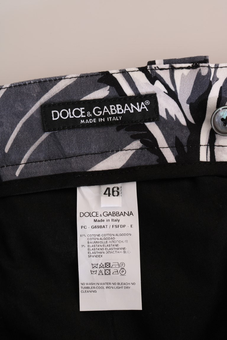 Buy Gray Banana Leaf Cotton Pants by Dolce & Gabbana