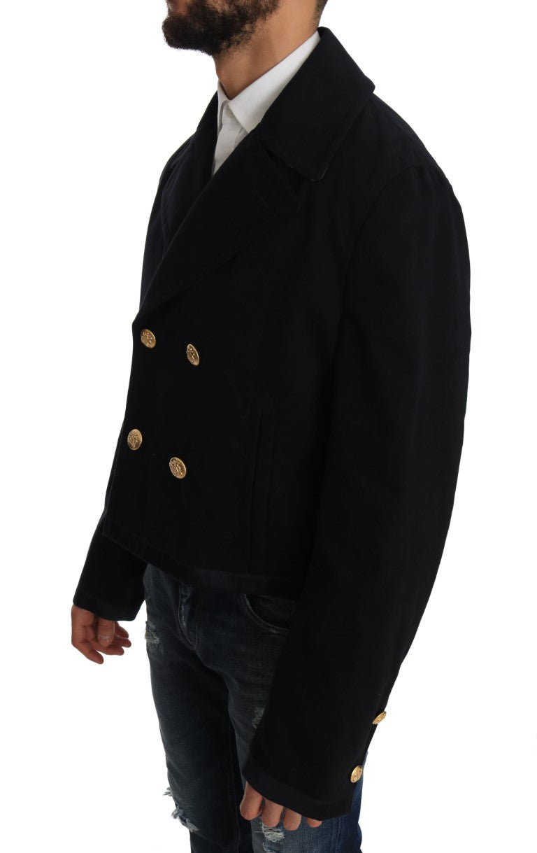 Elegant Dark Blue Trench Coat Jacket