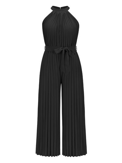 Buy Cutout Tied Pleated Sleeveless Jumpsuit by Faz