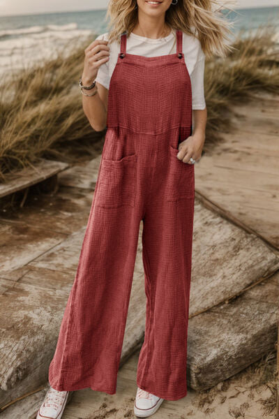 Buy Full Size Wide Leg Front Pocket Jumpsuit by Faz