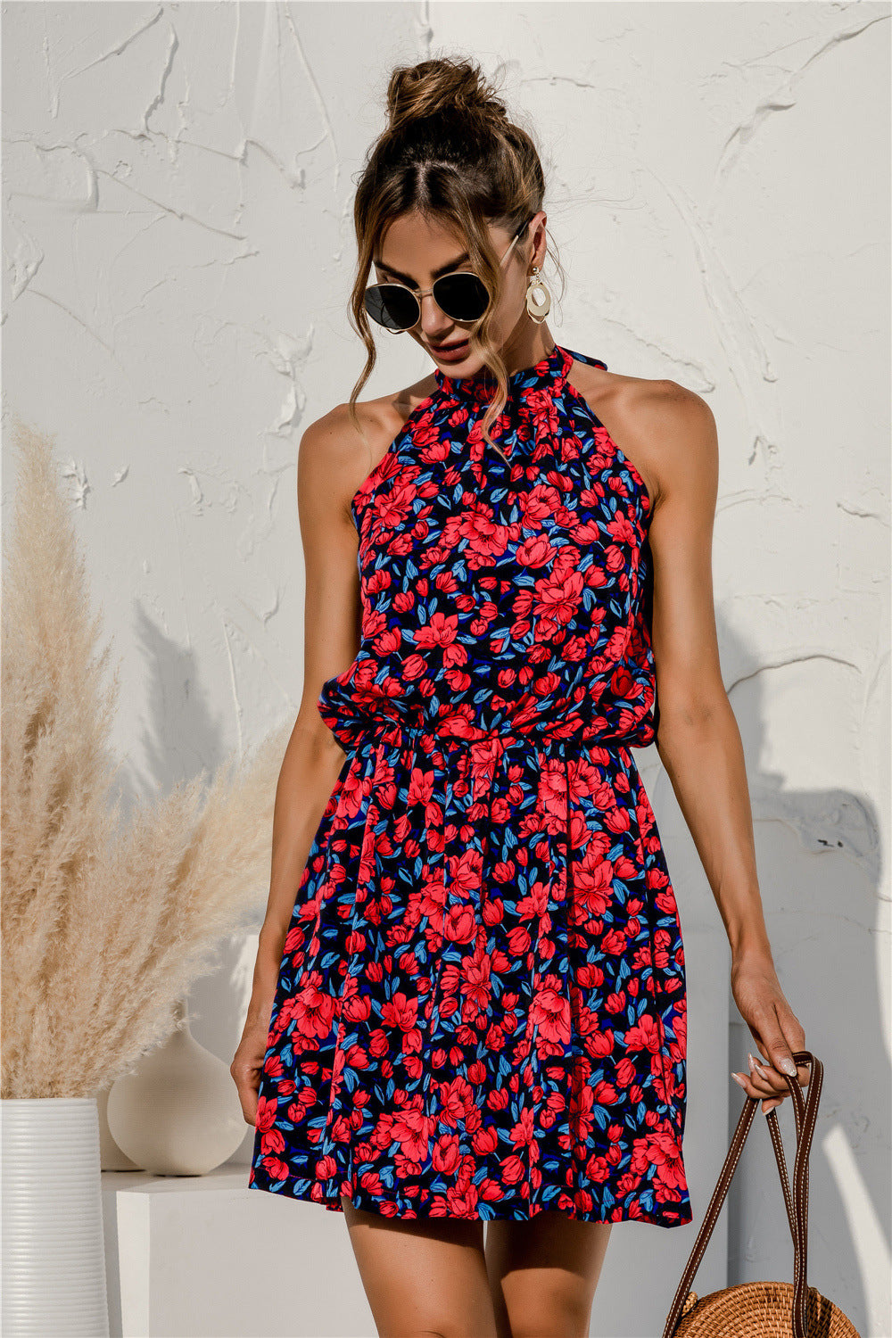 Buy Floral Tied Sleeveless Mini Dress by YO