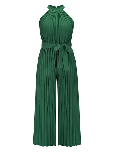 Buy Cutout Tied Pleated Sleeveless Jumpsuit by Faz