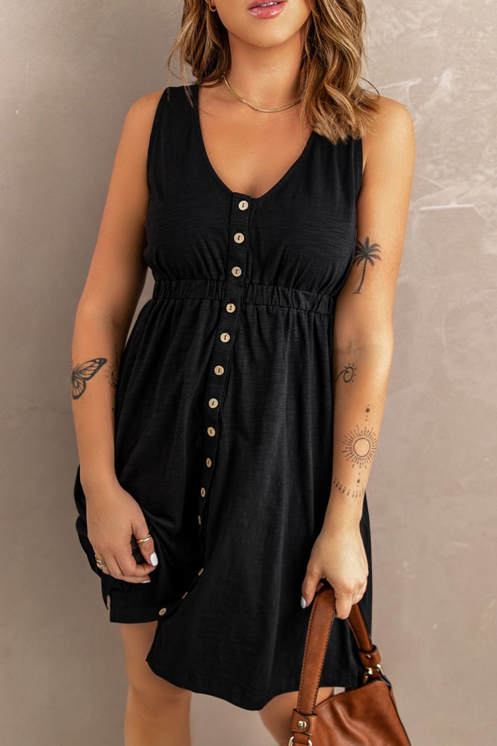 Buy Sleeveless Button Down Mini Magic Dress by SYNZ