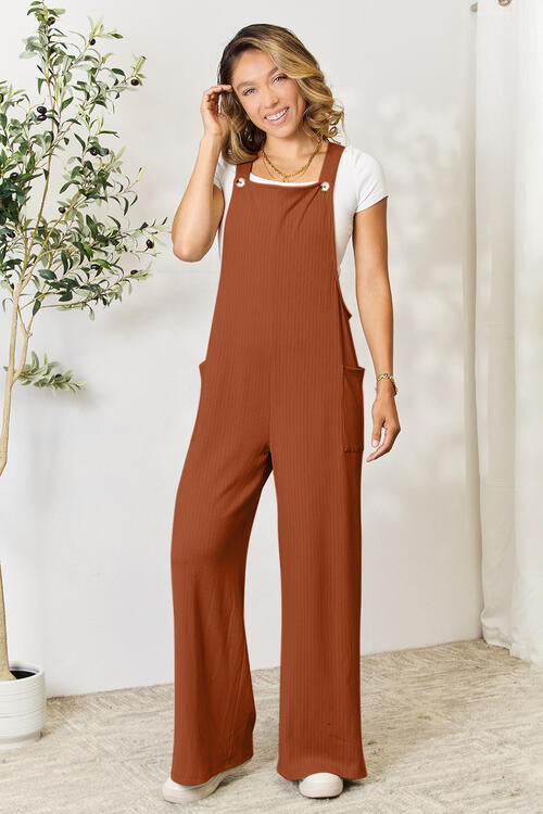 Buy Full Size Wide Strap Overall with Pockets by Double Take