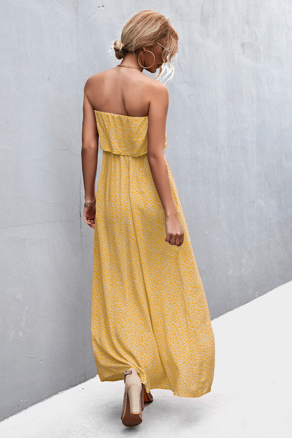 Buy Strapless Split Maxi Dress by Faz