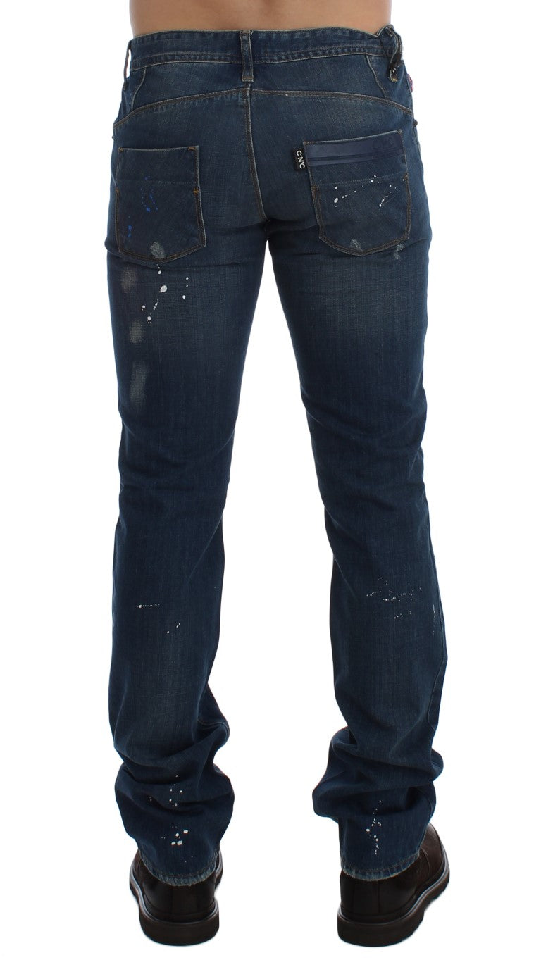 Buy Blue Wash Paint Slim Fit Pants Jeans by Costume National