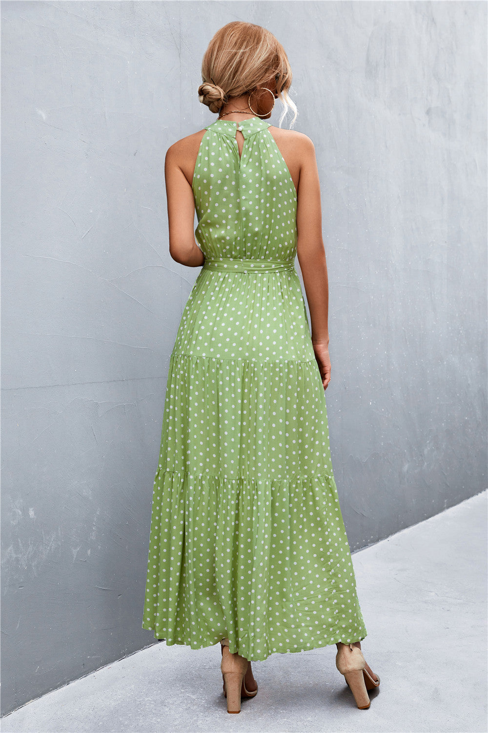 Buy Printed Sleeveless Tie Waist Maxi Dress by YO