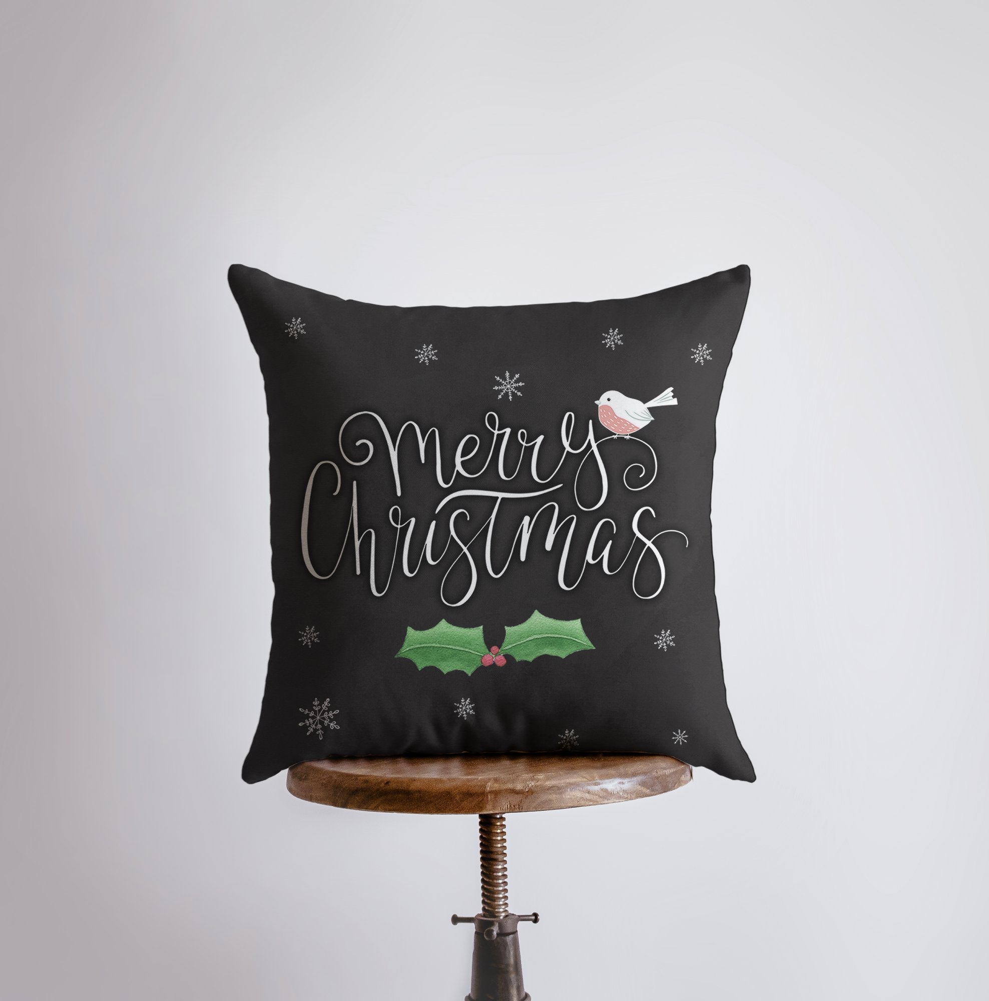 Merry Christmas Little Bird Pillow Cover