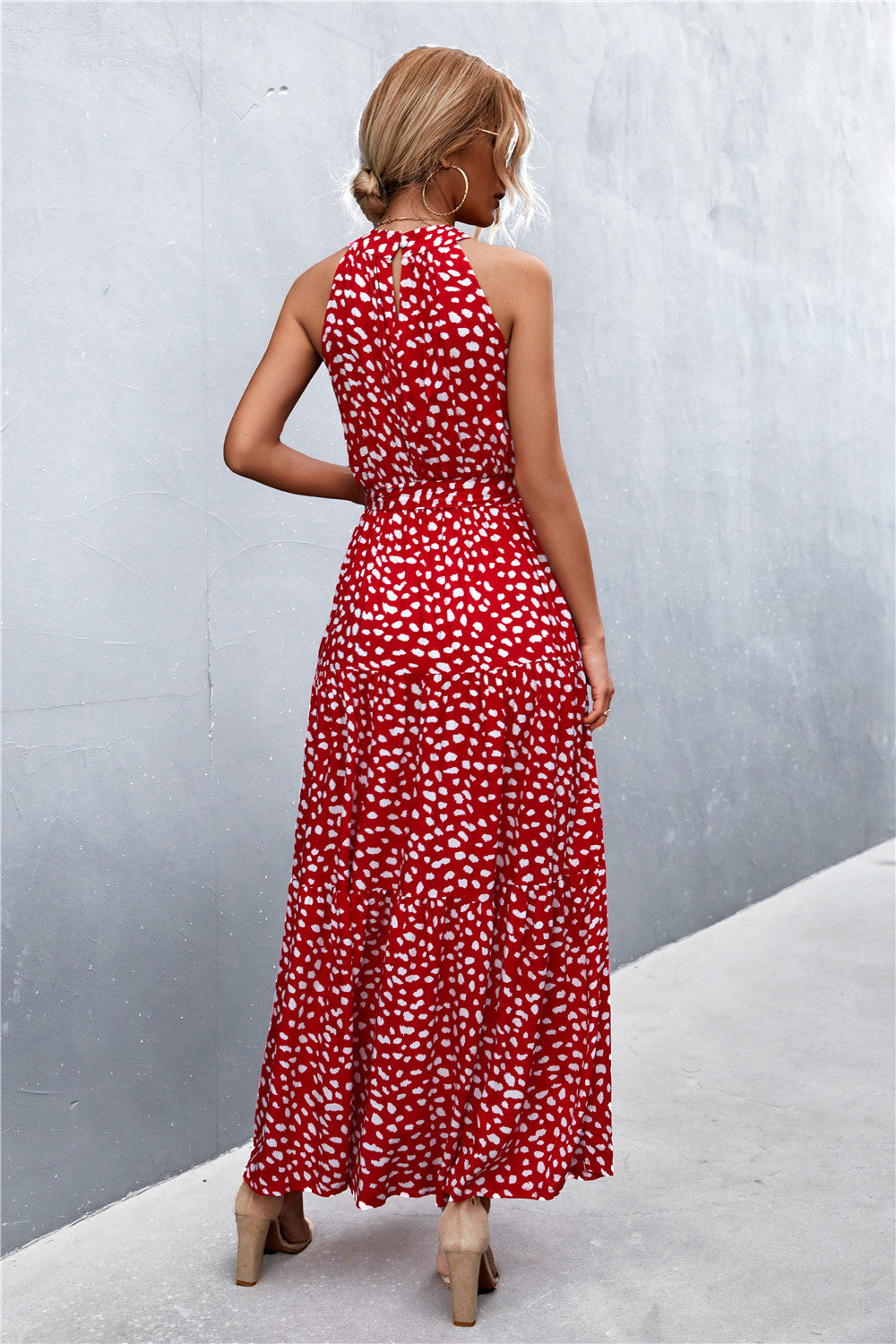 Buy Printed Sleeveless Tie Waist Maxi Dress by YO