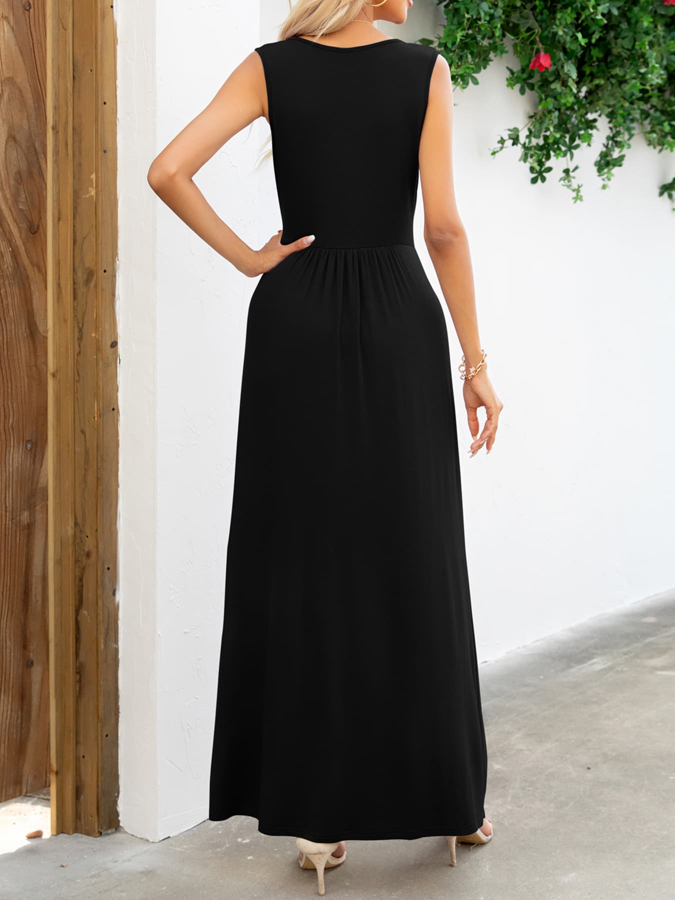 Buy Surplice Neck Sleeveless Maxi Dress by Faz