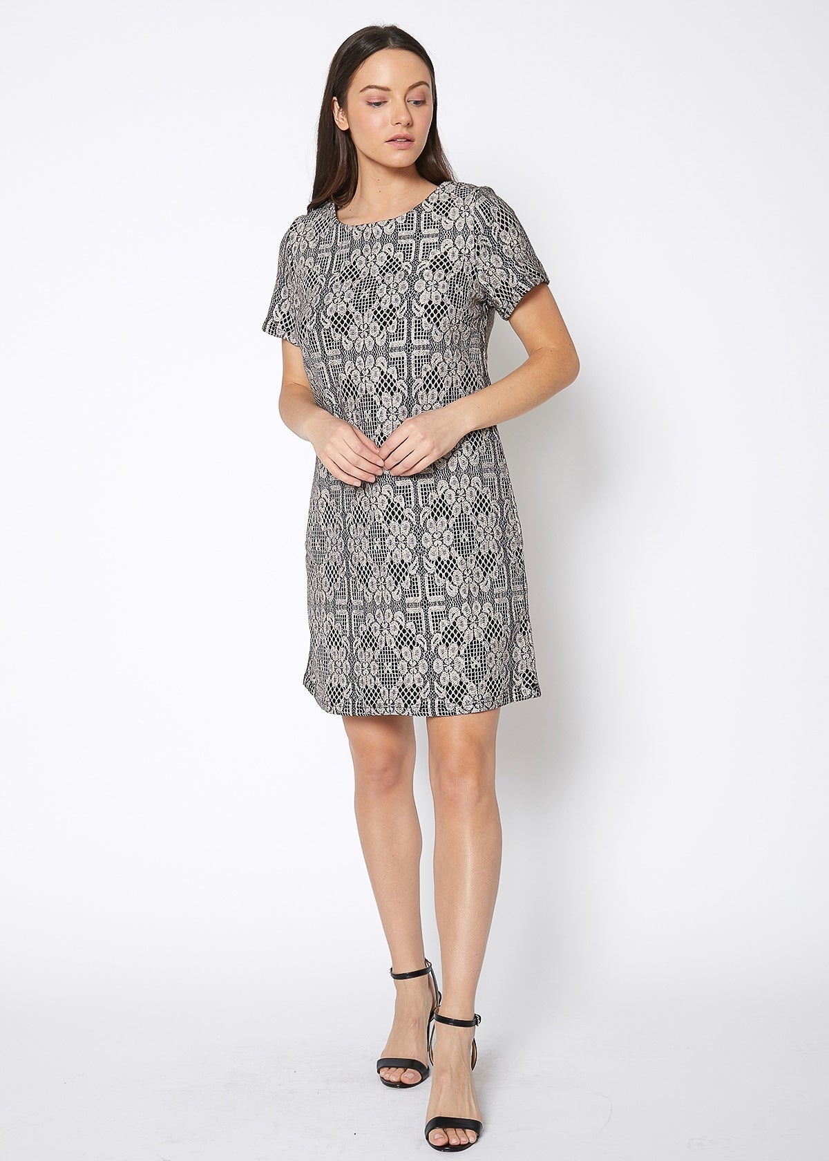 Flower Embossed Shift Dress