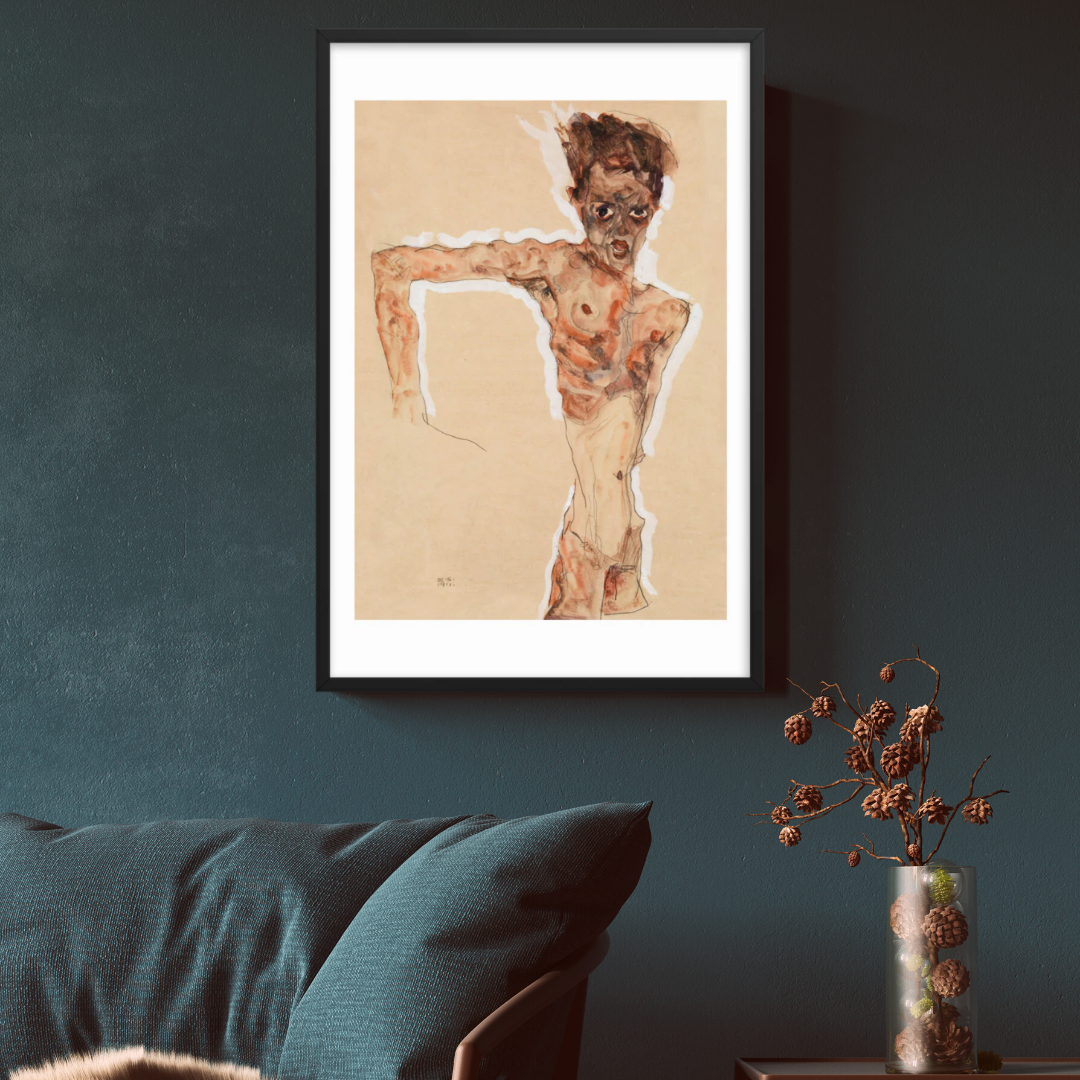 Naked Man Self-Portrait Wall Art Print