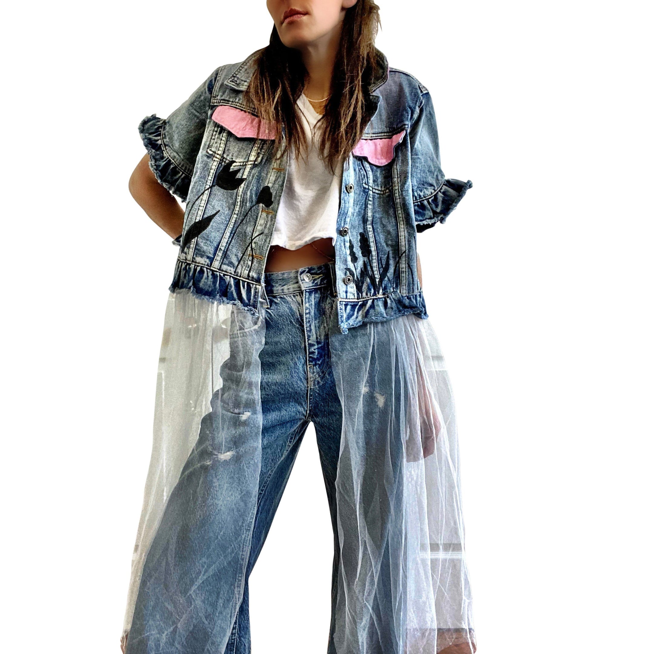 FLORAL SHADOWS' DENIM JACKET