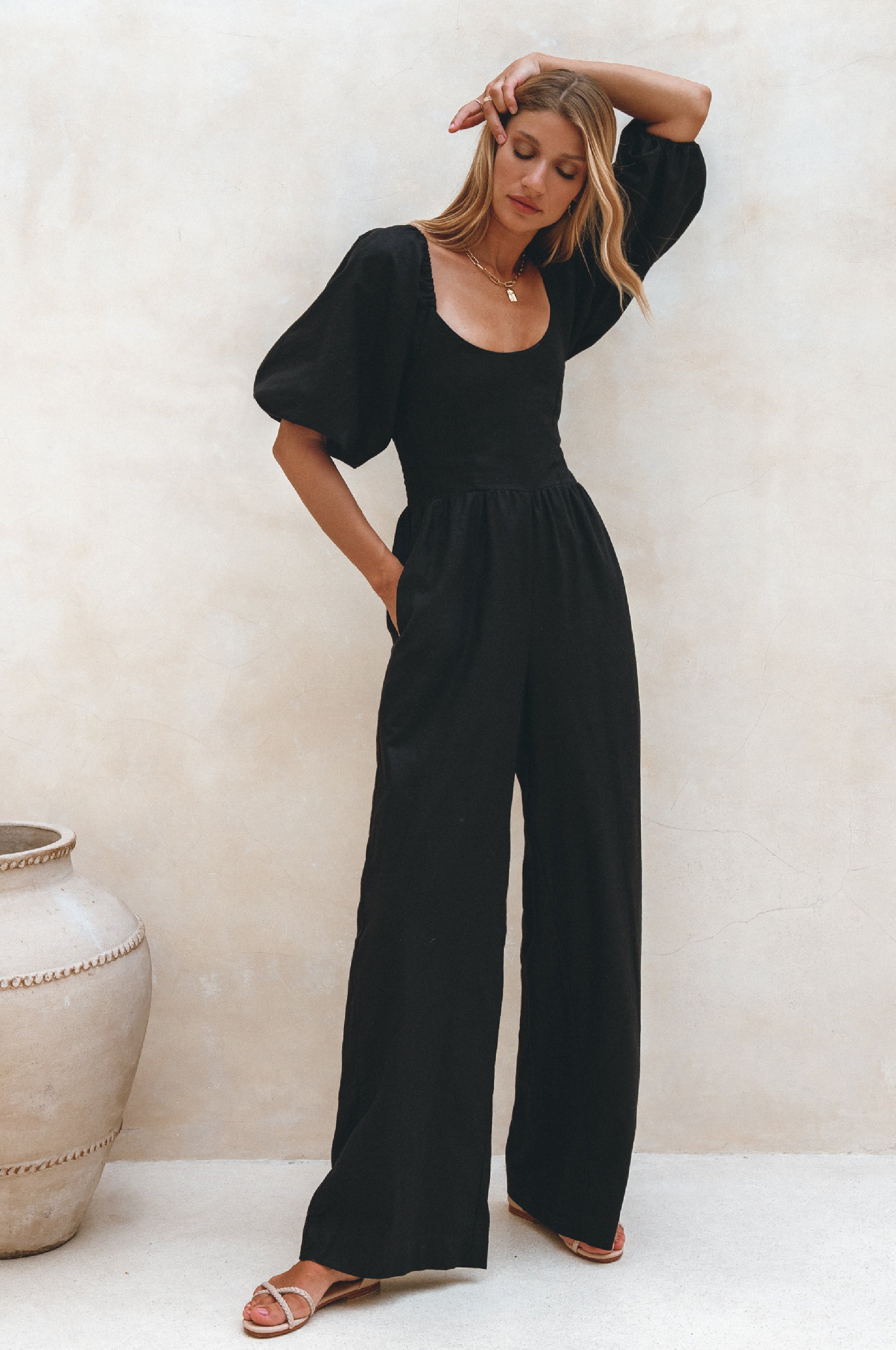 Buy Heaven Bay Linen Jumpsuit by ELF