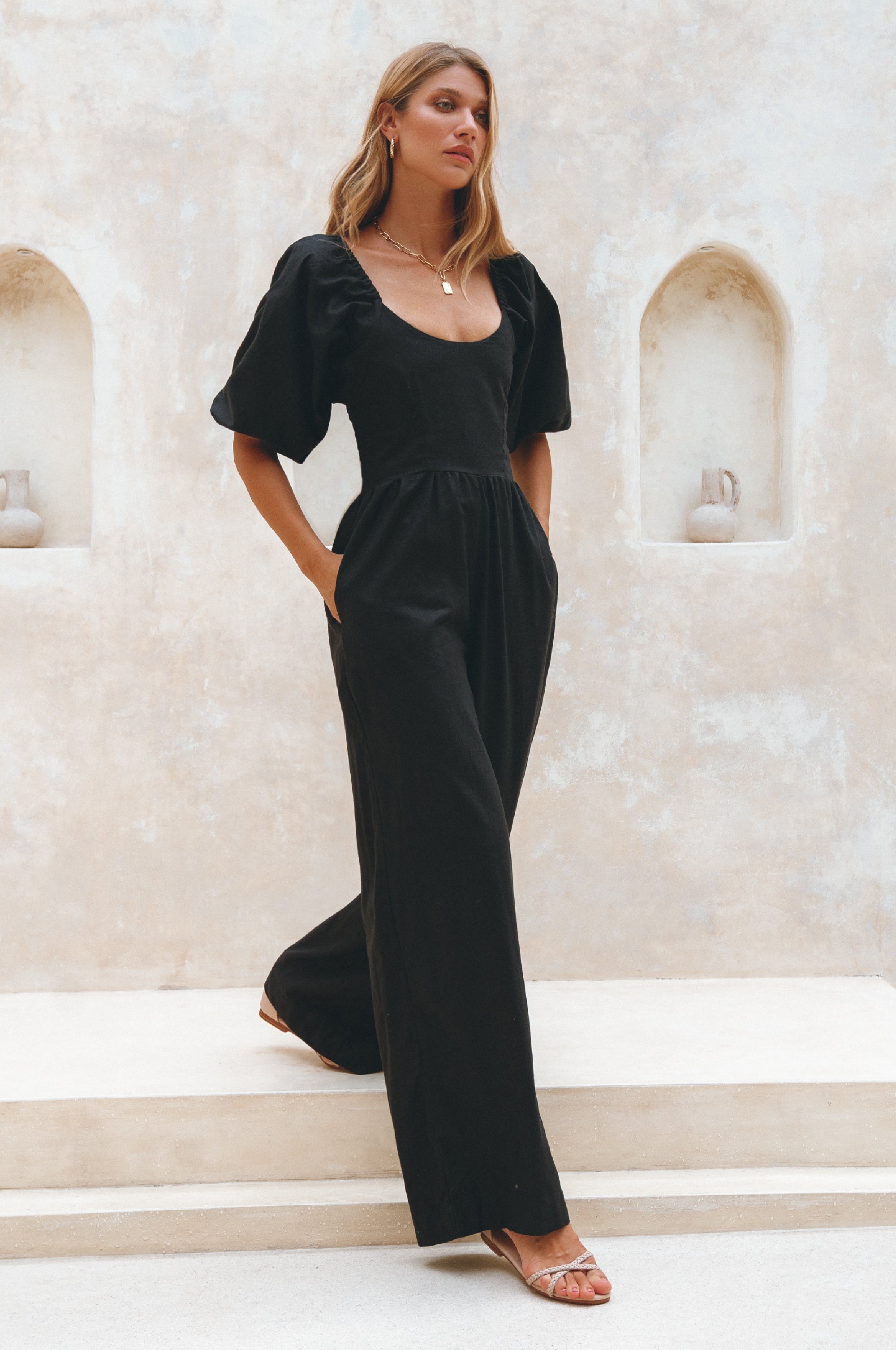 Buy Heaven Bay Linen Jumpsuit by ELF