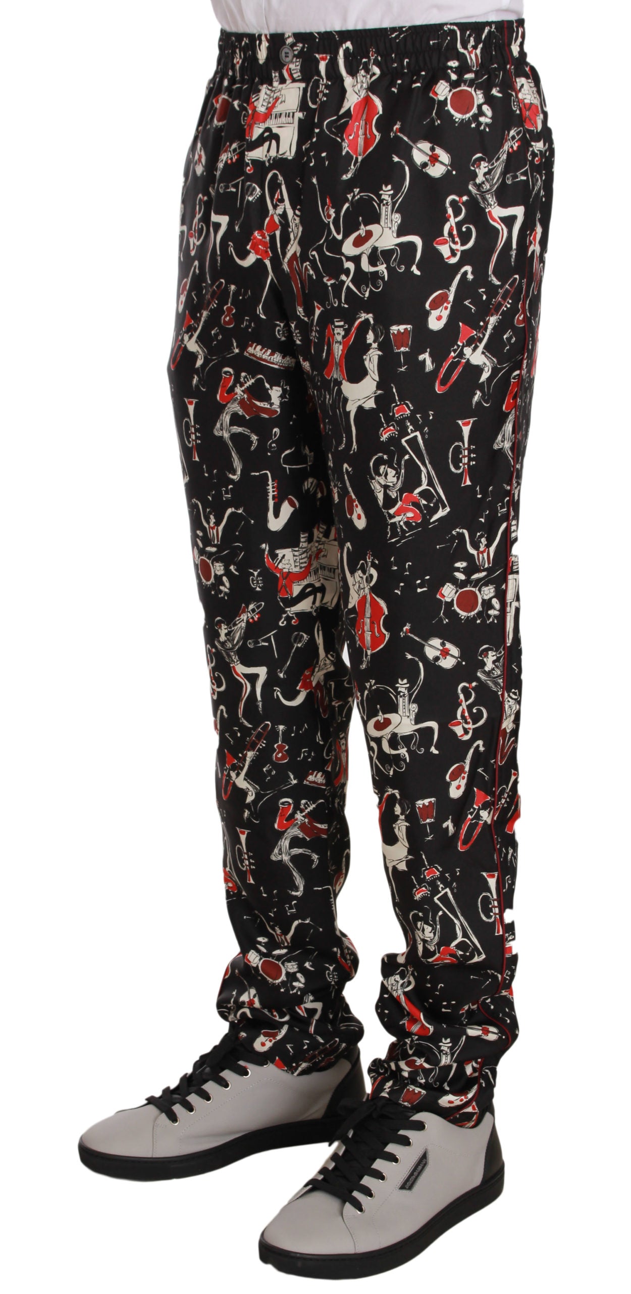 Buy Red Musical Instrument Print Sleepwear Pants by Dolce & Gabbana