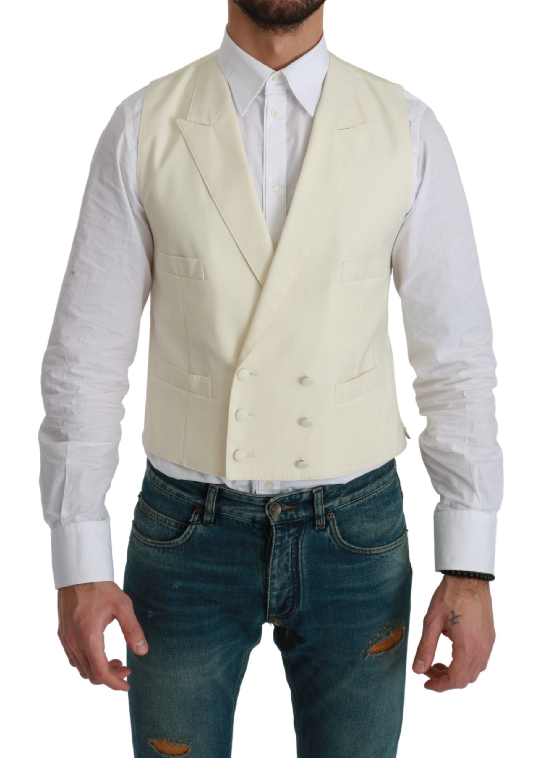 Elegant Cream Wool Dress Vest