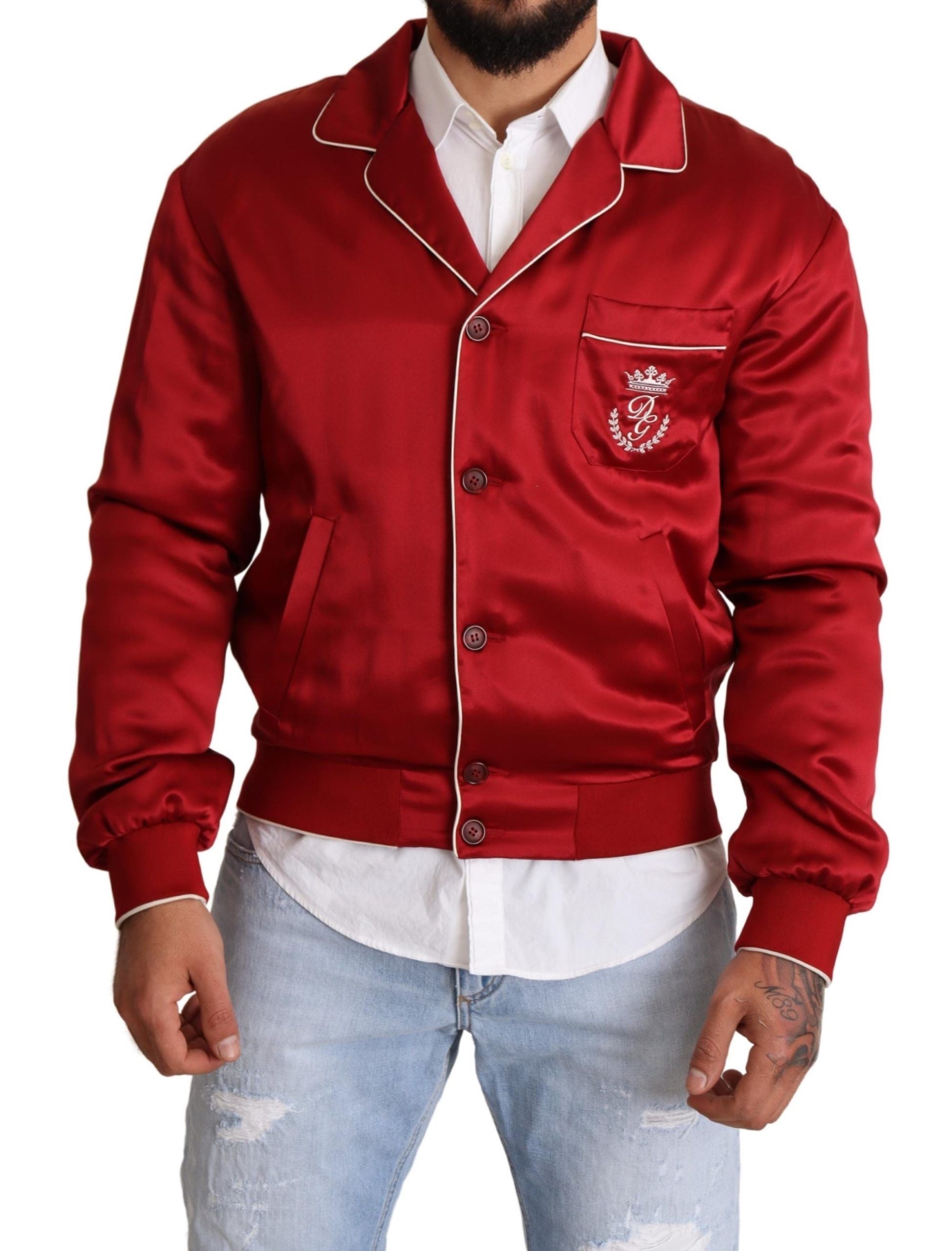 Sumptuous Silk Red Bomber Jacket