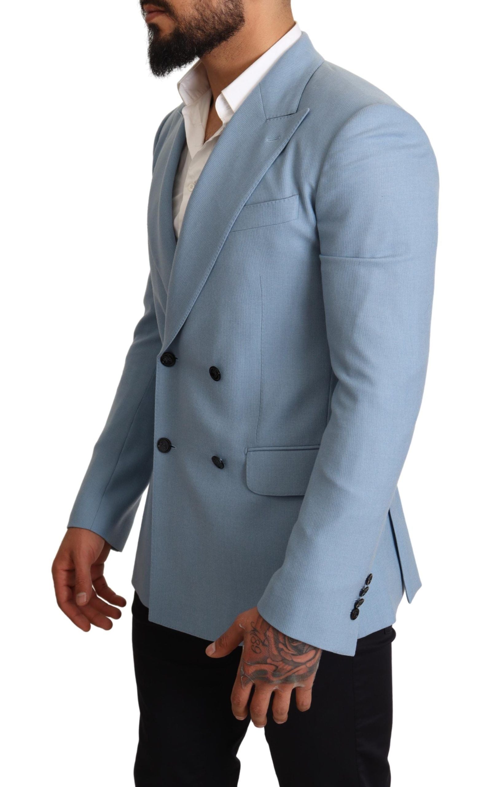 Elegant Blue Cashmere-Silk Men's Blazer