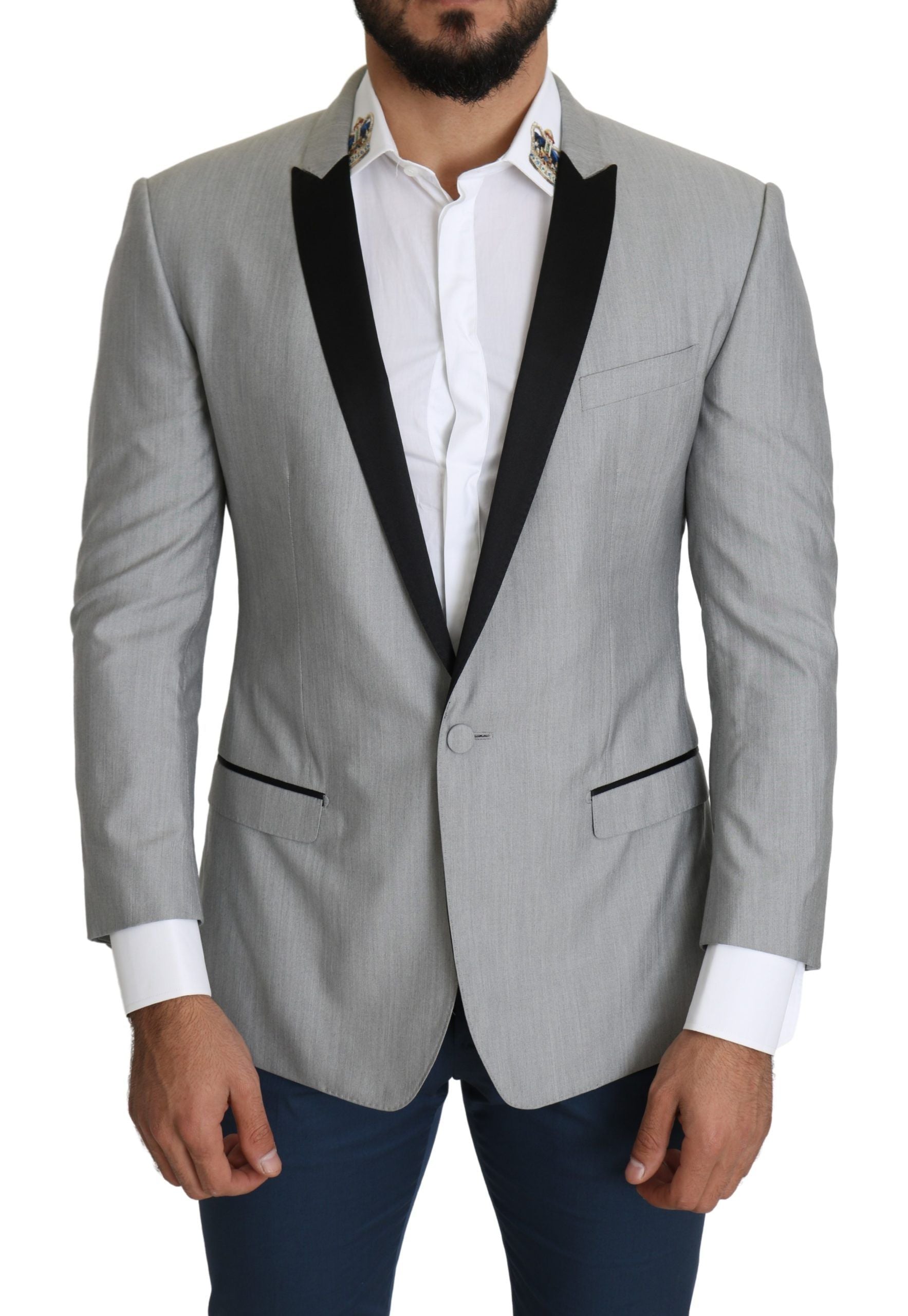 Elegant Silk Blend Light Gray Blazer