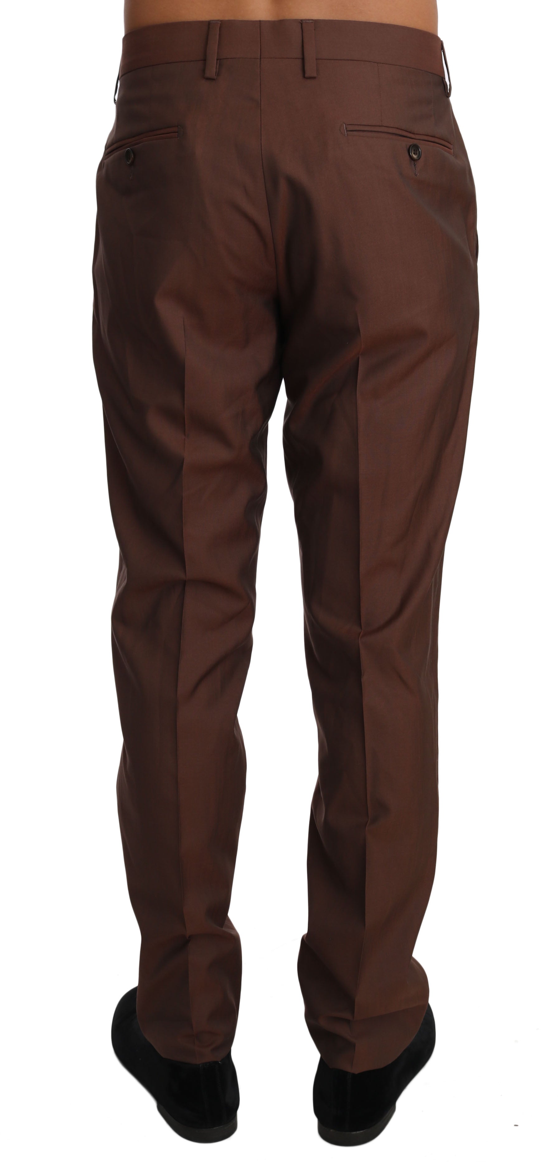 Buy Brown Wool Silk Formal Trousers Pants by Dolce & Gabbana