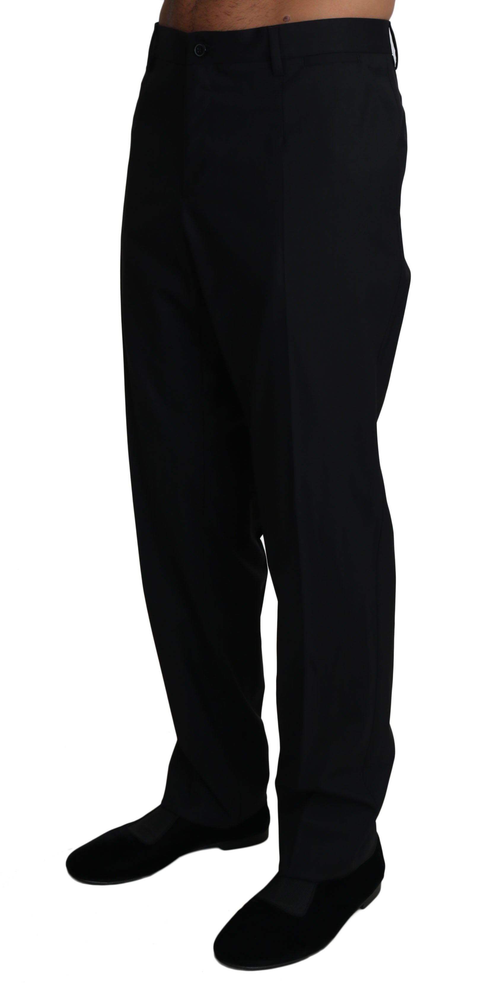 Elegant Black Formal Wool Blend Trousers