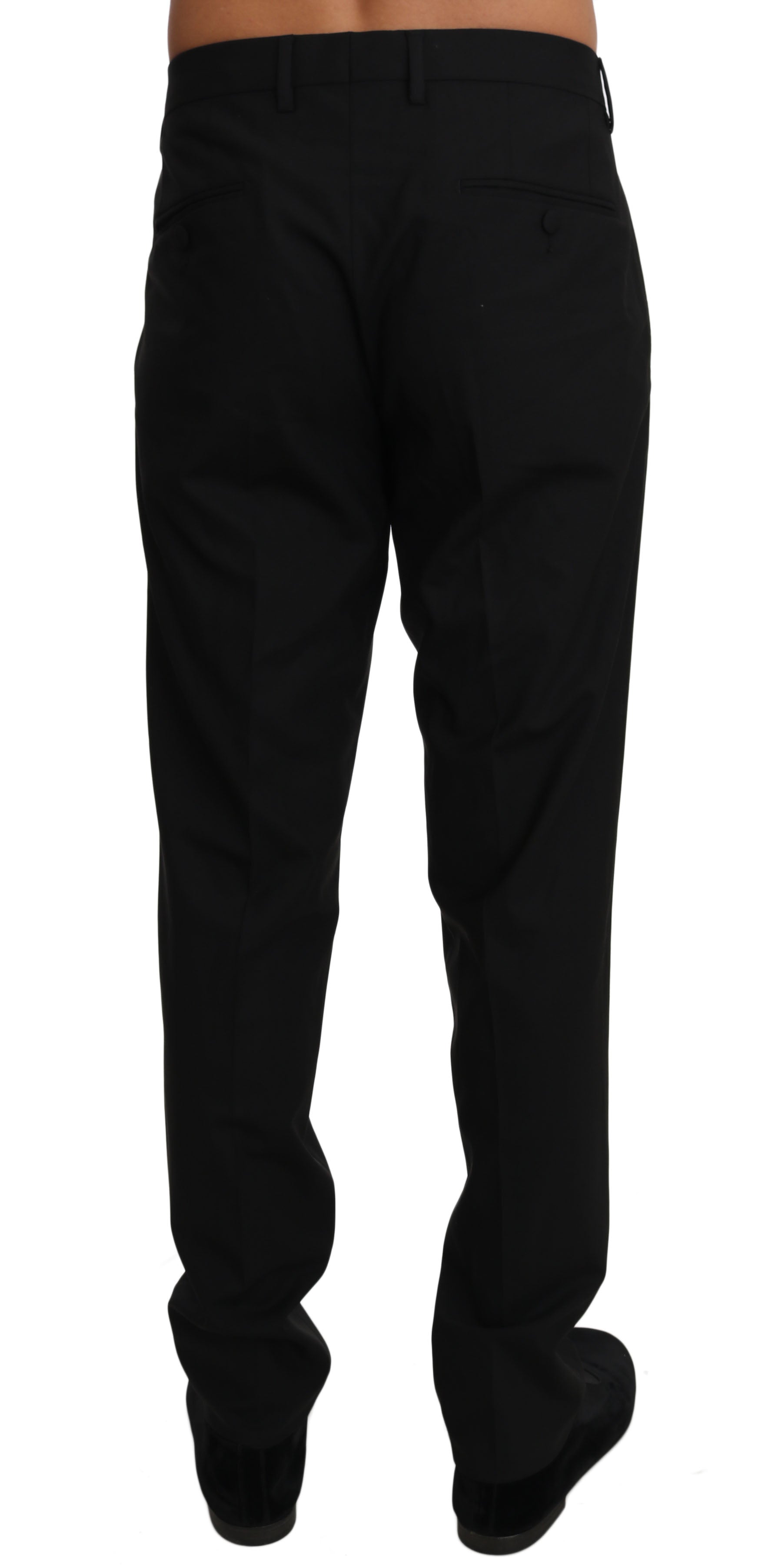 Buy Black Wool Stretch Dress Trousers Pants by Dolce & Gabbana