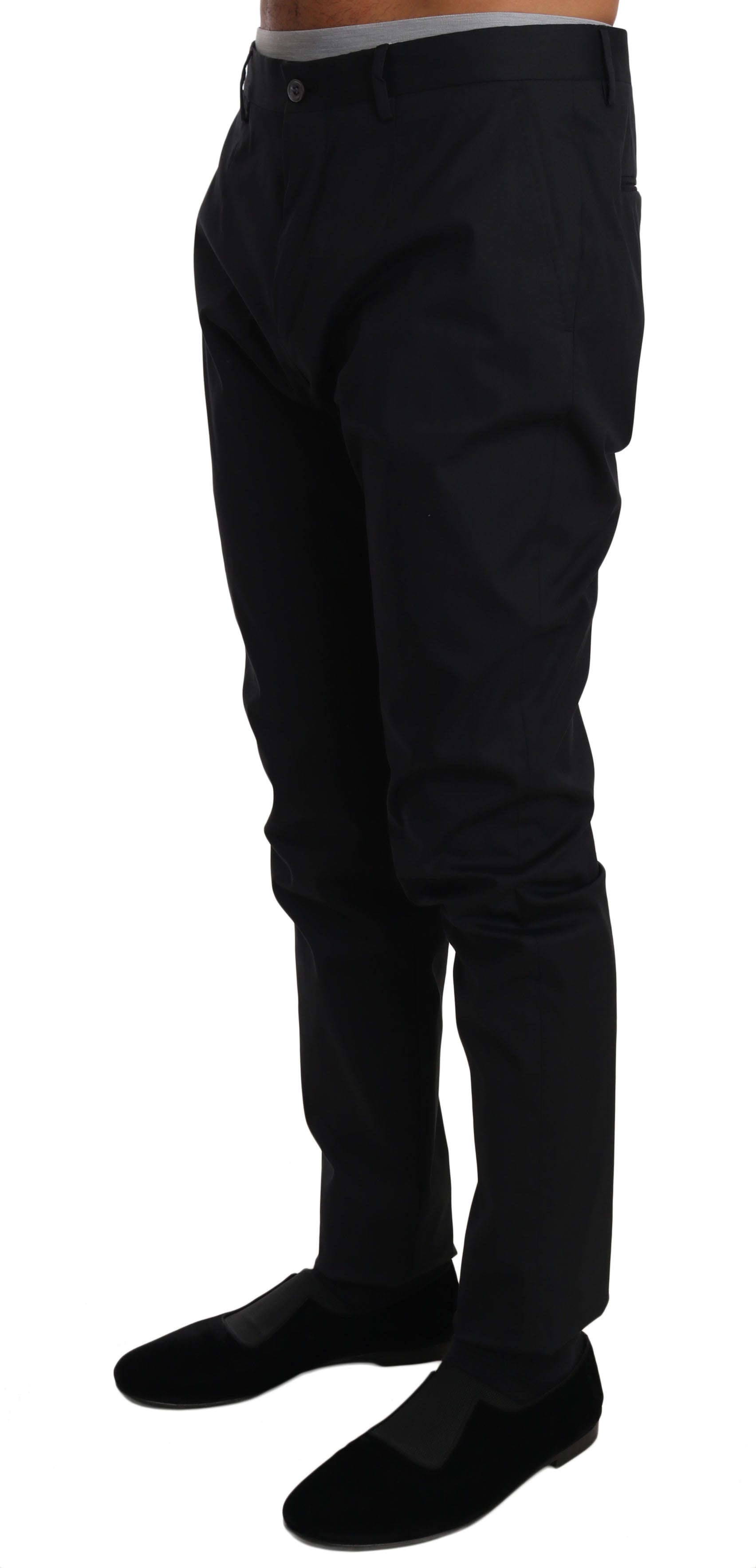 Buy Black Cotton Stretch Formal Trousers Pants by Dolce & Gabbana