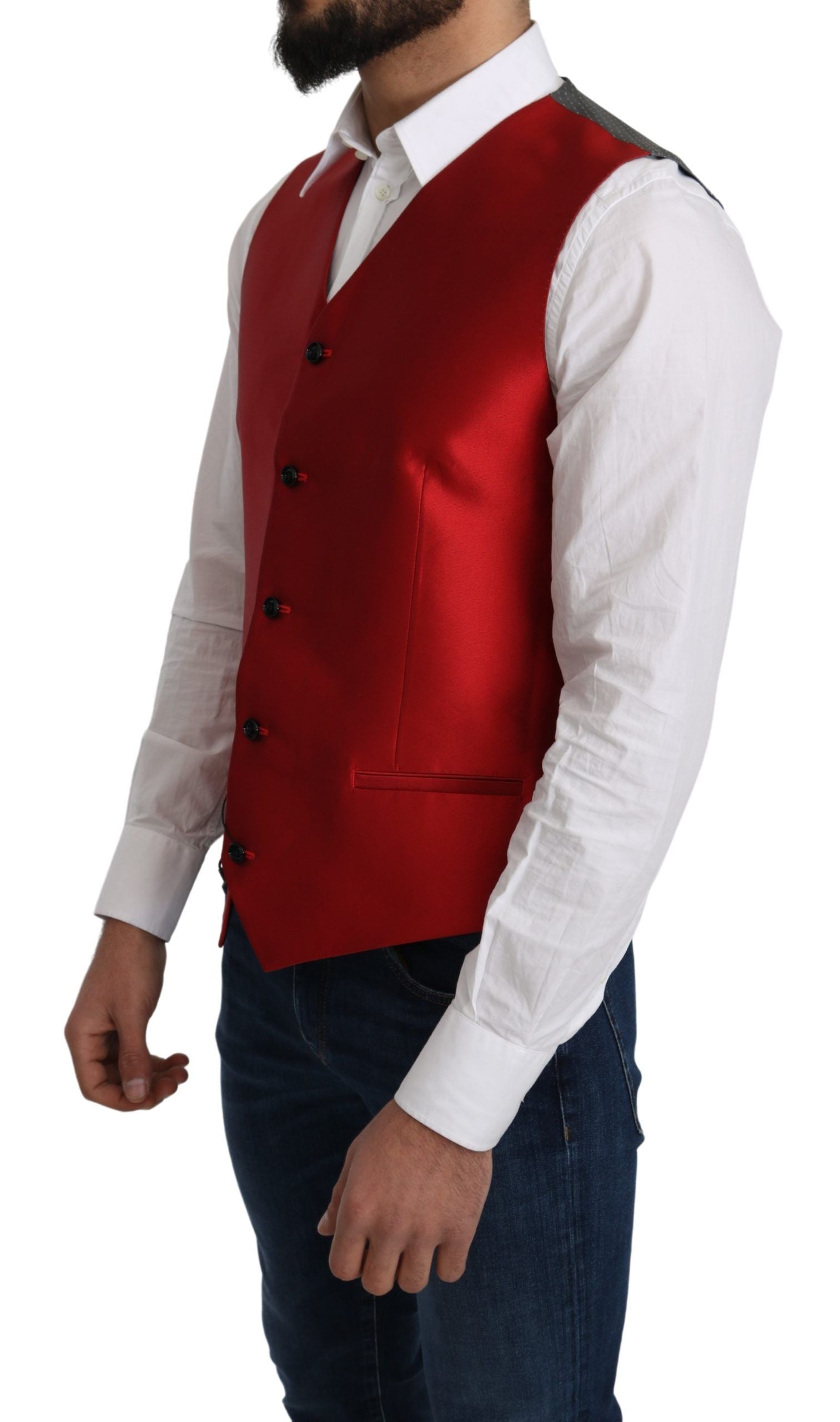 Ravishing Red Silk Formal Vest